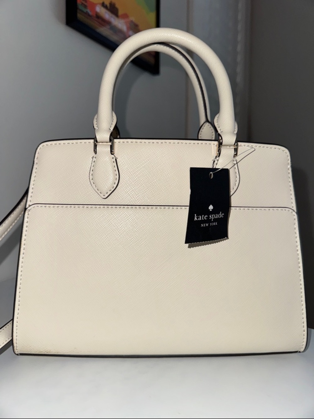 kate spade cream satchel with multicolor jeweled studs - Picture 2 of 7